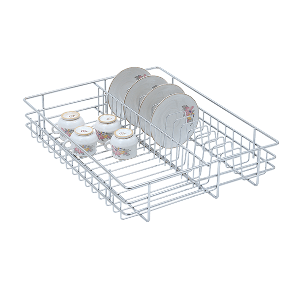 Cup and Saucer Drawer Basket  (4″ Height X 21″ Width X 20″ Depth) 6mm wire Stainless Steel