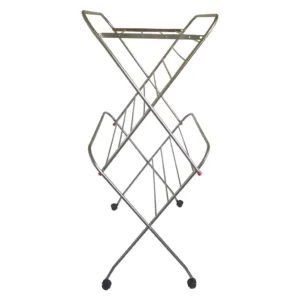 Homecare stainless steel cloth drying stand with 16 rods, 1 inch pipe, 3 feet width and wheels urban bageecha ludhiana