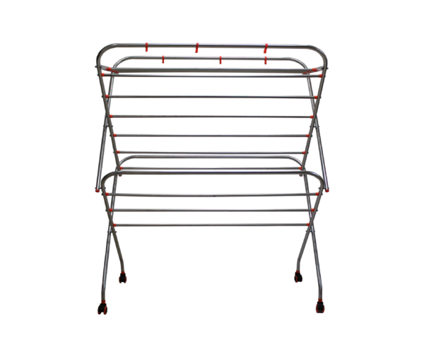 Homecare Stainless Steel Cloth Drying Stand 16-4 Rods 7 Soot Pipe 4 Feet Width With Wheels (New Model)