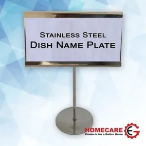 Stainless steel dish name plate displaying food name at buffet-urban bageecha ludhiana